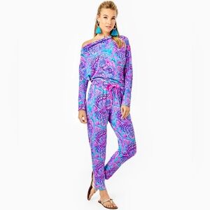 NWT Lilly Pulitzer Sheera Jumpsuit XL Turquiose Oasis Shelleidoscope Rare!